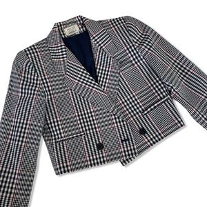 Cropped plaid tweed blazer vintage